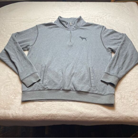 Pink Victoria's Secret Gray 1/4 Zip Pullover Size Large - Picture 1 of 12